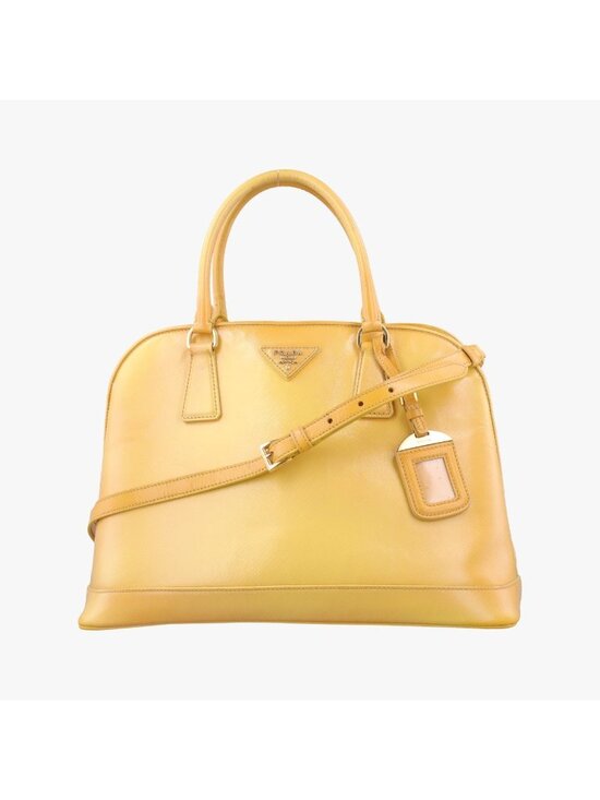 Prada Handbags - Prada Open Promenade Yellow Saffiano Patent 31 Messenger Bag